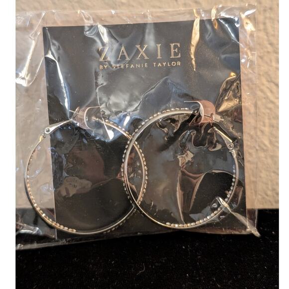 Zaxie by Stephanie Taylor Play It By Ear Rhinestone In & Out Hoop Earrings NWT - Picture 1 of 5